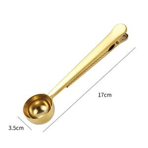 2 In 1 Mini Edelstahl Metall Kaffees chaufel Multifunktion spiegel Gold löffel Milchpulver Kaffee Messlöffel Mit Beutel clip - Product Image 6
