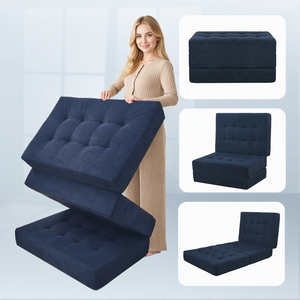 Canapé-lit inclinable avec matelas en tissu chenille capitonné, mousse haute densité, portable et pliable pour appartement, hôtel, salon - Product Image 3