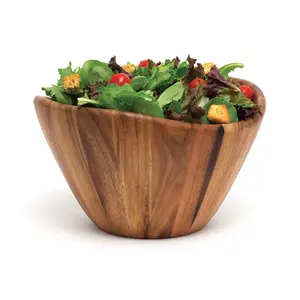 Kitchen Acacia Wood Salad Bowl Teak Wood Salad Serving Bowl for Home