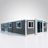 Maison modulaire préfabriquée à double aile extensible à installation rapide, 20 pieds, 40 pieds, avec cuisine et salle de bain