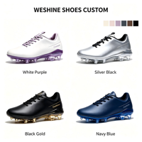 Chaussures de football pour hommes à crampons pour terrain ferme, logo personnalisé, faible MOQ, pour entraînement et matchs sur terrain en herbe pour adultes