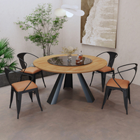 Vente en gros Grande table ronde en bois moderne et nordique américaine 6 places Meubles de salle à manger d'hôtel