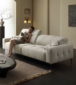 Sofá de cuero con estructura de madera maciza, sofá tapizado con esponja de alta densidad de Asia Oriental, muebles para el hogar, sala de estar, Hotel - Product Image 1