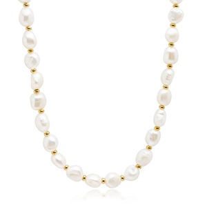 Collar de Perlas de Agua Dulce Barrocas con Cuentas Hechas a Mano de Acero Inoxidable 316l, Joyería Gemnel 2022 para Hombre - Product Image 1