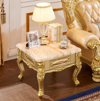 Neueste Europäische Luxus Quadratische Couchtisch-TV-Schrank-Kombination Amerikanisch Französischer Goldener Marmor Massivholz-Beistelltisch für das Wohnzimmer