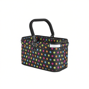 Falko Thermo Shopping Basket <b>Cooler</b> <b>Box</b> With Colorful Dots Pattern And Insulated Lining For Picnic And Outdoor Use - Product Image 2