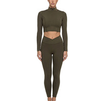 Nouvel ensemble de yoga sans dos à pétales unis pour femme, avec pantalon de fitness taille en V très élastique, effet push-up, anti-transpiration et coussinets de poitrine pour l'entraînement