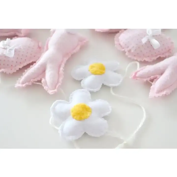 Venta al por mayor decoración de Pascua para el hogar, bonitas bolsas de botín personalizadas para fiestas infantiles, decoración de Pascua de conejito de algodón rosa