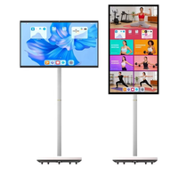 Téléviseur portable intelligent rotatif avec écran tactile LED de 32 pouces, processeur 8 cœurs, système d'exploitation Android, batterie intégrée de 128 Go, appareil photo 13 MP