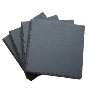 Custom Black <b>Coasters</b> Bulk Square Slate Stone Cup <b>Coaster</b> for <b>Drink</b> Bar Kitchen Wholesale - Product Image 1