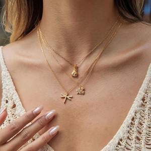 Collier Pendentif Créatif en Acier Inoxydable Plaqué Or 14k 18k avec Zircon, Étanche et Anti-ternissement, pour Femmes et Hommes - Product Image 3