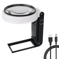 FUKAI TH-7058B 5X 25X Custom Colors 3 AAA Battery USB Powered Acrylic Lens Plastic 32 LED Luminous Handheld Large Magnifying 1