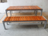 Ensemble de 2m de long table de jardin en bois massif rectangulaire professionnelle pour extérieur, plastique composite HDPE, table de rue et de parc
