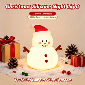 Veilleuse LED Bonhomme de Neige de Noël en Gros, Rechargeable par USB, en Silicone Souple, Lampe Tactile <span class=keywords><strong>D</strong></span>écorative pour Chambre <span class=keywords><strong>d</strong></span>'Enfants - Product Image 1