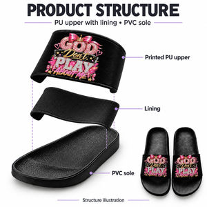 Sandali God Slide Personalizzati OEM Neri e <span class=keywords><strong>Fucsia</strong></span>, Leggeri con Suola Morbida in PU PVC per Donne, Uomini e Unisex, Estivi da Spiaggia - Product Image 3