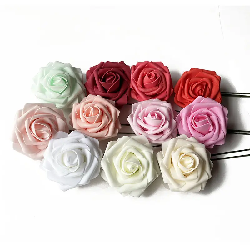 Colorful Artificial Roses Flowers Real Looking PE flowers for Wedding and Party Decoration Baby Shower