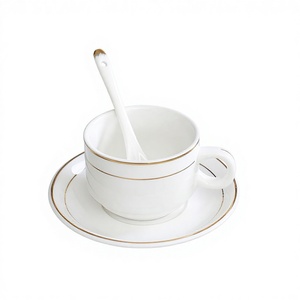 Set di Tazze da Caffè in <span class=keywords><strong>Stile</strong></span> Nordico con Bordo Dorato e Cucchiaino Personalizzabile per Uso Alberghiero per Caffè e Tè al Latte - Product Image 1