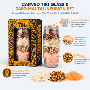 Set di Polvere per Bevande Istantanee Mai Tai in Bicchiere Tiki, Mix Secco per Cocktail con Tappo in Sughero, Frutta Tropicale e Scorza d'Arancia, Confezione Regalo - Product Image 2