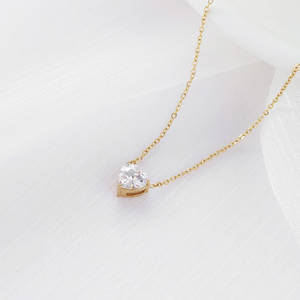 Collar con colgante en forma de corazón para mujer, de acero inoxidable chapado en oro <span class=keywords><strong>Real</strong></span> de 14k, collar de circonita con corazón completo para mujer - Product Image 4