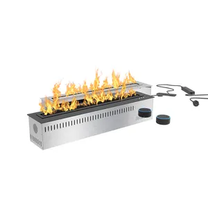 Moderno Mini Caminetto a Etanolo Elettrico da Incasso con Bruciatore in Acciaio Inox, Controllo Remoto e Termostato Regolabile - Product Image 2