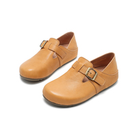 Chaussures plates décontractées pour femmes en cuir avec bride en T et boucle réglable