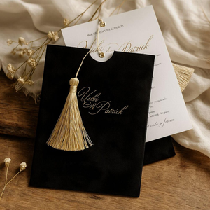 Invitations de mariage personnalisées <span class=keywords><strong>en</strong></span> velours avec enveloppes et ruban <span class=keywords><strong>en</strong></span> soie, carte d'invitation personnalisée, invitations élégantes de luxe, cartes d'événement - Product Image 2
