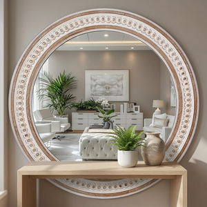 Luxury Wooden Circle Bathroom <b>Wall</b> <b>Mirror</b> <b>Round</b> Vanity <b>Mirror</b> for Over Sink Decorative Rustic Farmhouse <b>Mirror</b> for Entryway - Product Image 5