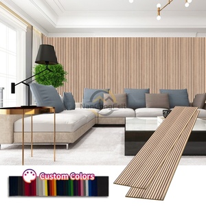 Akupanel moderne Panneaux muraux acoustiques en bois <span class=keywords><strong>MDF</strong></span> semi-rond plaqué daim beige <span class=keywords><strong>Panneau</strong></span> acoustique à lamelles en bois avec feutre de chameau clair - Product Image 5