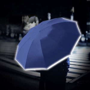 ร่มพับ 3 ตอน อัตโนมัติเต็มรูปแบบ พร้อมไฟ LED ที่ด้ามจับ ป้องกันรังสียูวี กันแดด กันฝน มีไฟฉาย แถบสะท้อนแสง - Product Image 5