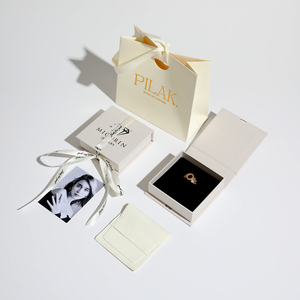Eco-Friendly Recyclable Paper Jewelry <b>Box</b> with Ribbon Custom Logo Printed for Necklace <b>Ring</b> Earring - Product Image 3