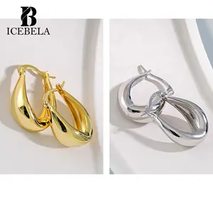 Fashion Jewelry Thick 18k Gold Plated S925 Sterling Silver Hoop Earrings For Women