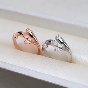 Anillo Abierto Ajustable de Plata S925 con 4 Cuentas, Anillo de Actividad con Múltiples Cuentas, Soporte para Perlas DIY de 5-6 mm, Componentes para Joyería - Product Image 4