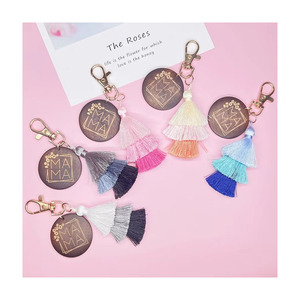 <span class=keywords><strong>Porte</strong></span>-clés Mama <span class=keywords><strong>en</strong></span> bois et métal, <span class=keywords><strong>macramé</strong></span> bohème tressé <span class=keywords><strong>arc</strong></span>-<span class=keywords><strong>en</strong></span>-<span class=keywords><strong>ciel</strong></span> avec pompon, cadeau souvenir durable - Product Image 1