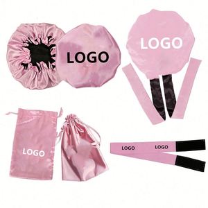 <b>Extra</b> <b>Large</b> Long for Braids Silk Extended and Hair Wraps Customized Logo Bonnet Satin Bag Set Promotion Gift - Product Image 1