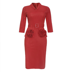 Robe <span class=keywords><strong>de</strong></span> travail pour femmes d'été, vêtements à volants, manches printemps et automne, robes moulante sexy, grande taille, robe <span class=keywords><strong>de</strong></span> bureau - Product Image 5