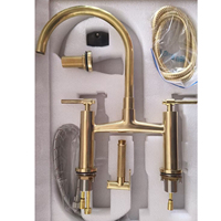 Robinet de cuisine moderne de luxe en laiton non laqué, finition or brossé, avec douchette extractible, à poser sur plan, avec cartouche céramique