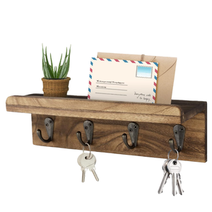 Étagère murale de style ferme, <span class=keywords><strong>porte</strong></span>-clés <span class=keywords><strong>mural</strong></span>, organisateur de <span class=keywords><strong>courrier</strong></span> en bois, <span class=keywords><strong>porte</strong></span>-clés rustique pour entrée, pour mur - Product Image 3
