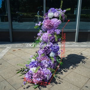 DKB Artificial Flowers Decor Handmade Flowers Purple Artificial Flower Row Wedding Table Flower Runner for Table Decoration - Product Image 2