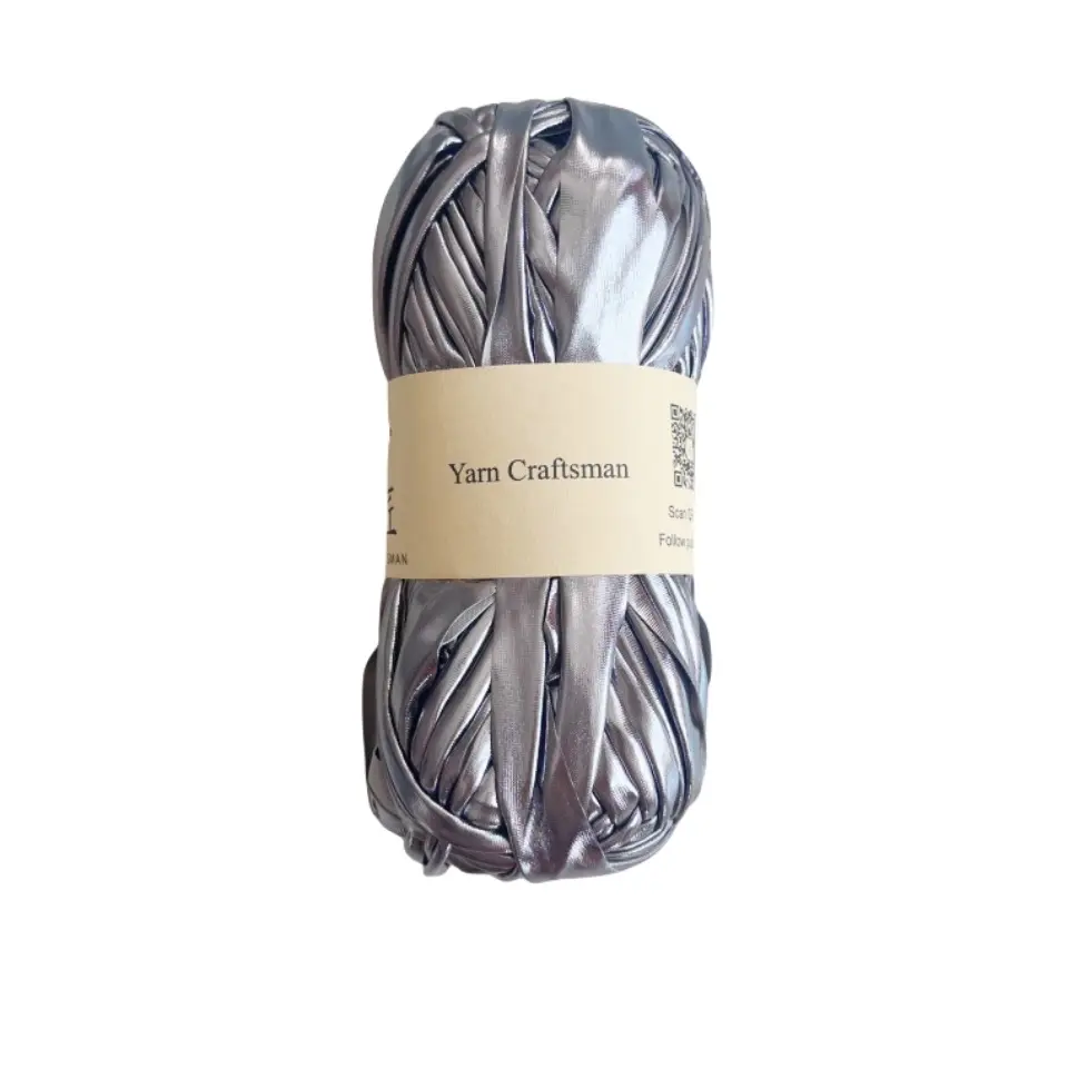 Hot sale 100%polyester metallic yarn for diy toy storage basket lurex yarn leather metallic t-shirt yarn for bag