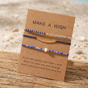 Go2boho Ensemble de bracelet en <span class=keywords><strong>lapis</strong></span>-<span class=keywords><strong>lazuli</strong></span> avec carte de vœux, perles de perles, cordon <span class=keywords><strong>bleu</strong></span>, bracelets ajustables, bijoux de mode, cadeaux pour femmes - Product Image 5