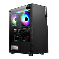 Boîtier autonome Huntkey GS450C, modèle de bureau, panneau latéral en verre trempé, anti-poussière, refroidissement liquide, format ATX, style vertical