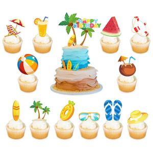 Décorations de fête d'été sur le thème hawaïen : Ensemble de ballons et décorations de gâteau pour anniversaire, piscine et vacances à la plage - Product Image 3