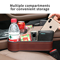 Organisateur de console d'accoudoir de voiture, boîte de rangement latérale en PU et polyester, porte-gobelets, emplacements pour téléphone et cartes de crédit, pour combler les espaces entre les sièges