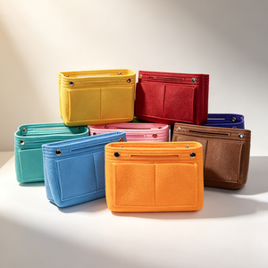 OEM LINFEI si sentiva alla moda pratico inserto in feltro con fodera <span class=keywords><strong>per</strong></span> borsa con cerniera pieghevole borsa in feltro Organizer <span class=keywords><strong>per</strong></span> borse da donna - Product Image 1