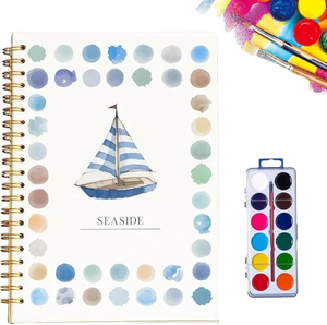 Cahiers de travail d'aquarelle sur le thème du jardin, couverture en cuir, livre de <span class=keywords><strong>coloriage</strong></span>, kit de peinture adapté aux débutants, scènes de nature faciles, cadeau pour adultes et adolescents - Product Image 1