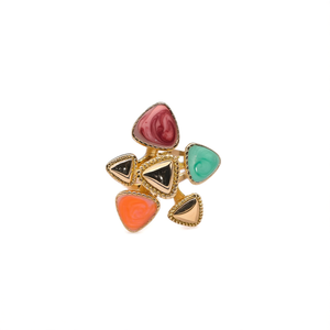 แหวนแฟชั่น สแตนเลสสตีล 316L ชุบทอง PVD ทนทาน ดีไซน์หินหลากสี - Product Image 2