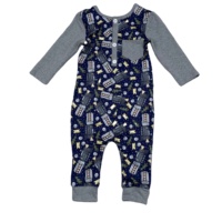 QL2021Fashion bebek donanma kampçılar ve çan baskı romper uzun kollu bebek çocuk yenidoğan düğme tulum toddler tek parça giyim