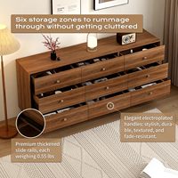 Cómoda de Madera Moderna de Mediados de Siglo con 6 Cajones, 63 Pulgadas de Alto, Acabado en Nogal Certificado, Patas Cónicas, Fácil Montaje, Liquidación