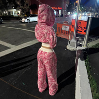 Setelan Olahraga Dua Potong Custom INS Spice Girls Distressed Crop Top Zip up Joggers Hoodie