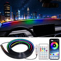 Lumière ambiante LED pour voiture, pare-brise avant, tableau de bord, symphonie RGB, lampe d'ambiance intérieure en acrylique, commande USB, application mobile